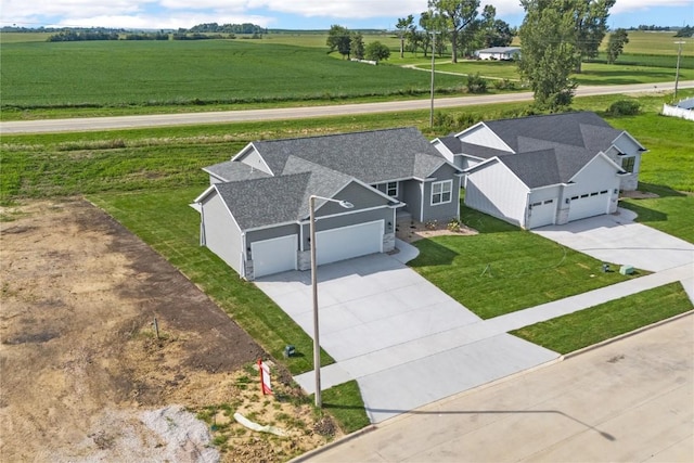 aerial view with a rural view