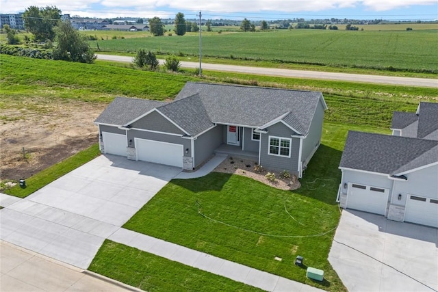 drone / aerial view with a rural view