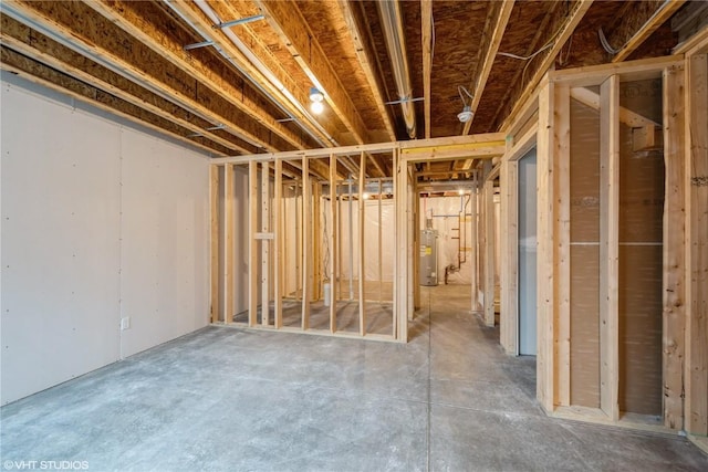 basement featuring water heater