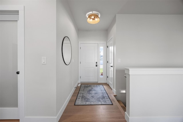 foyer entrance with wood-type flooring