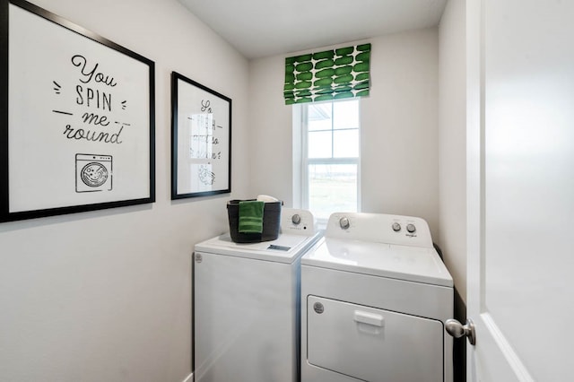 washroom with separate washer and dryer