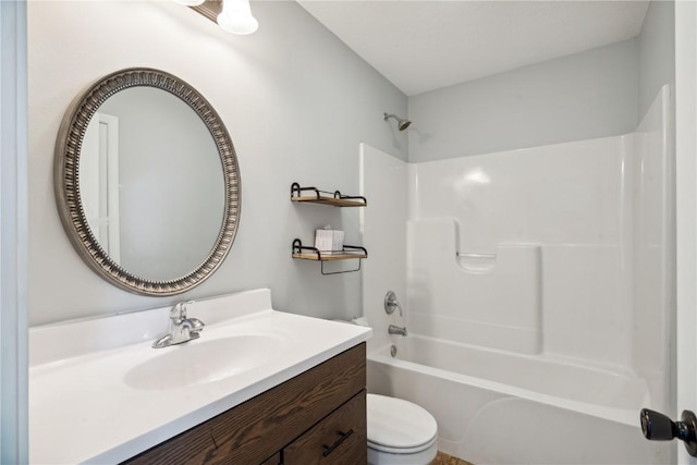 full bathroom featuring vanity, toilet, and shower / bath combination