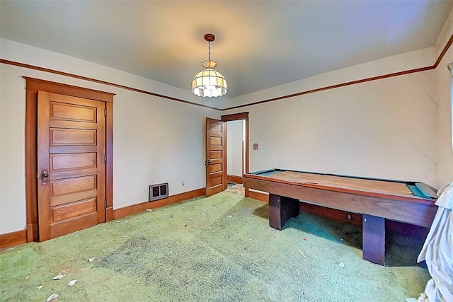 recreation room featuring carpet and pool table