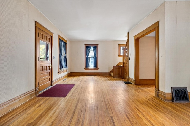 interior space with light hardwood / wood-style flooring