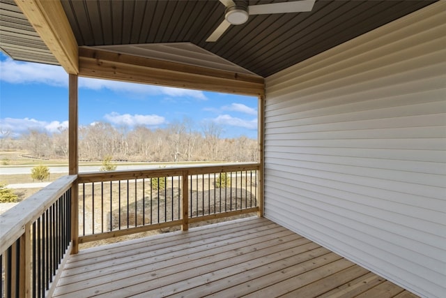 wooden terrace with ceiling fan