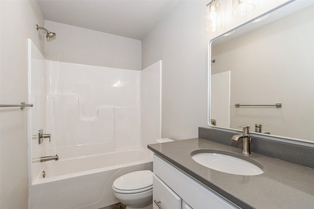 full bathroom with vanity, toilet, and shower / tub combination