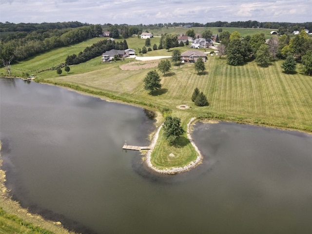 bird's eye view with a rural view and a water view