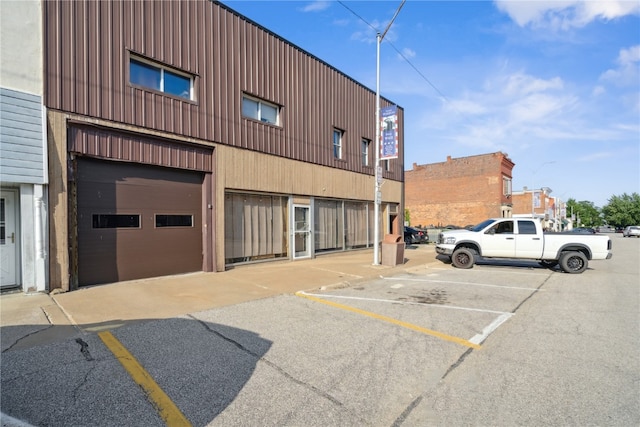 view of building exterior featuring a garage