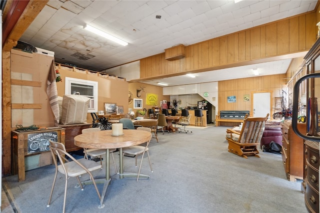 view of carpeted dining area