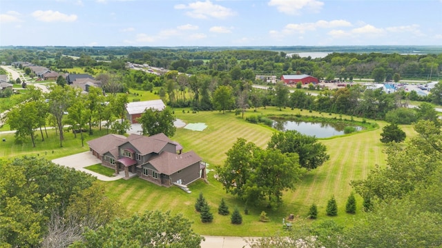 bird's eye view featuring a water view