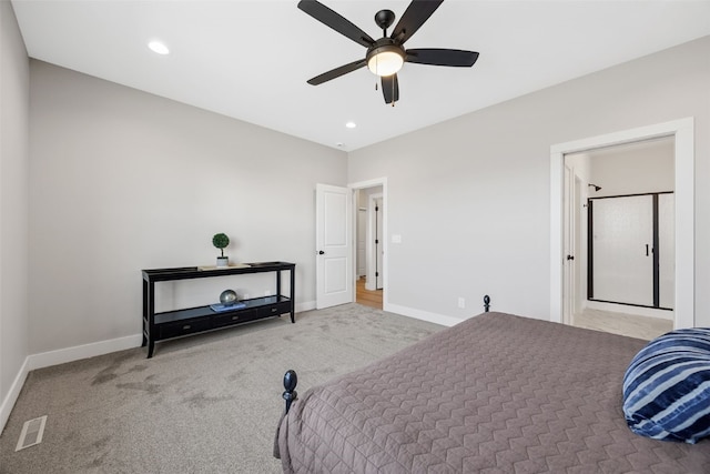 1510 Cardinal Dr, Fairfax, IA 52228 - bedroom featuring baseboards, carpet, recessed lighting, and a ceiling fan