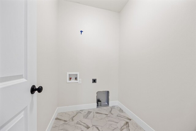 1519 Cardinal Dr, Fairfax, IA 52228 - laundry room with hookup for an electric dryer, light marble finish floors, and hookup for a washing machine