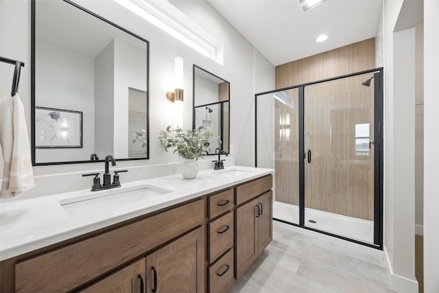 1519 Cardinal Dr, Fairfax, IA 52228 - full bathroom featuring double vanity and a stall shower