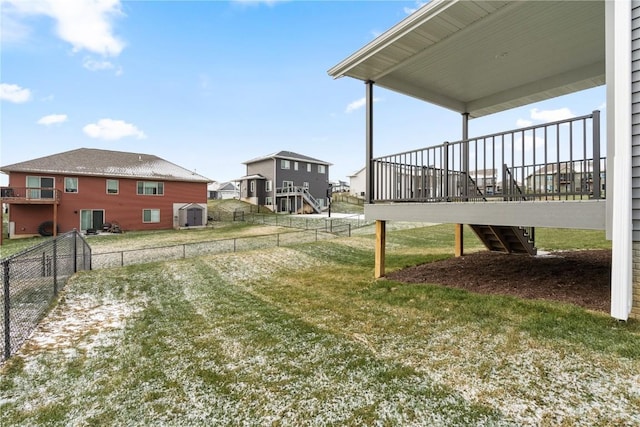 view of yard with a wooden deck