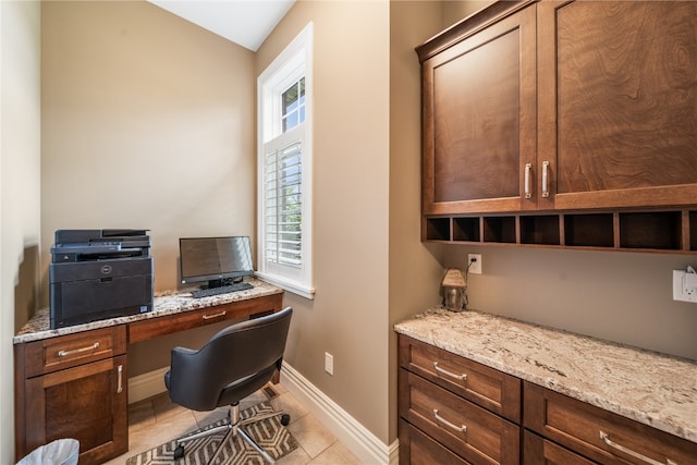 tiled office with built in desk