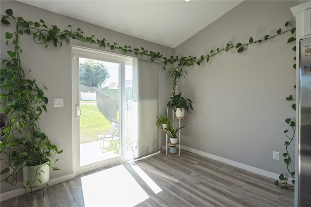 doorway featuring light hardwood / wood-style floors