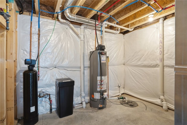 basement with gas water heater