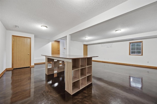 interior space with a textured ceiling