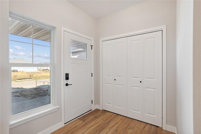 entrance foyer featuring light wood-type flooring