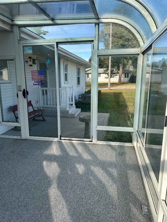 view of unfurnished sunroom