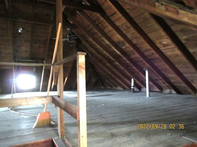 view of unfinished attic