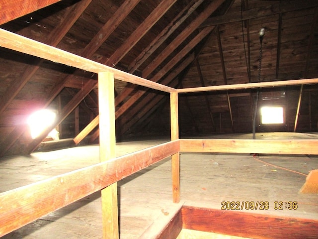 view of unfinished attic