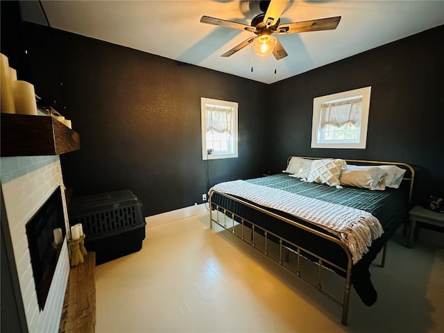 bedroom featuring ceiling fan