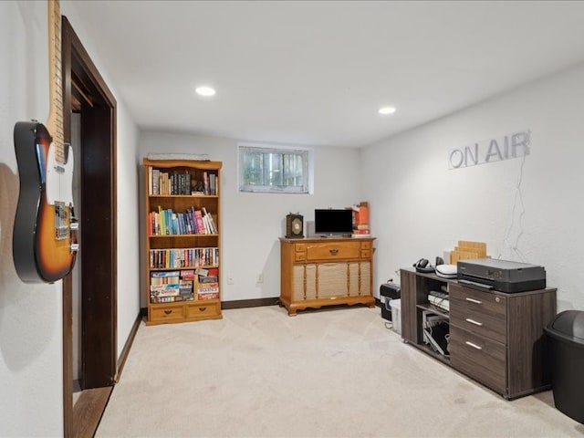 view of carpeted office space