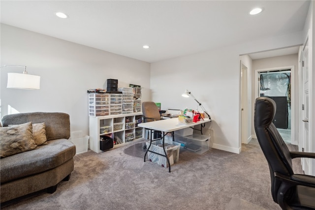 office featuring light colored carpet