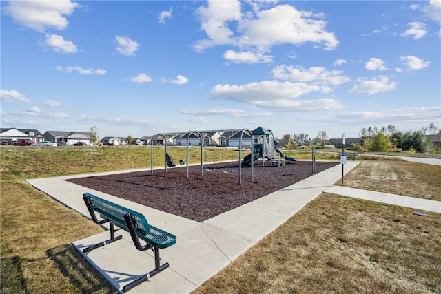 view of play area with a yard