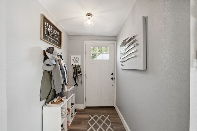 mudroom featuring dark hardwood / wood-style flooring