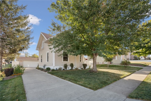 view of property hidden behind natural elements featuring a front lawn