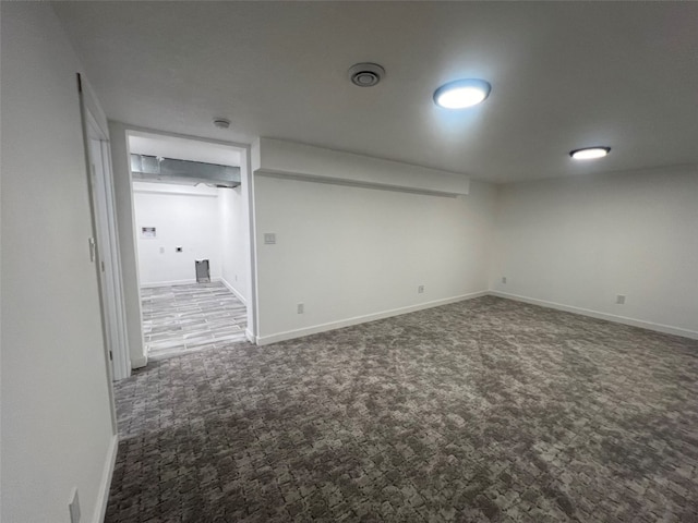 basement with carpet