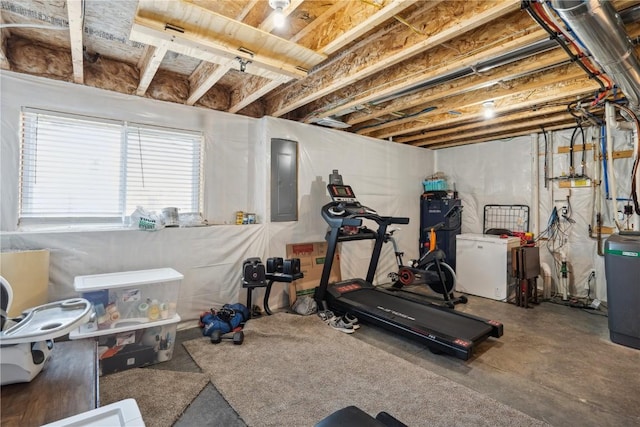 workout area with electric panel