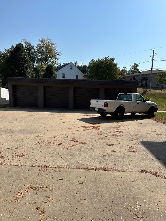 exterior space with a garage