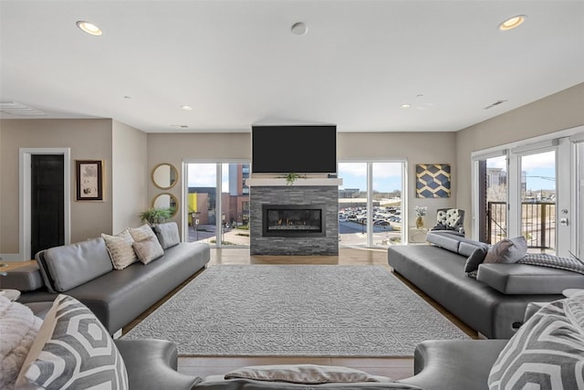 living room with wood-type flooring