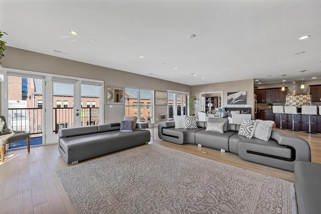 living room featuring light hardwood / wood-style floors