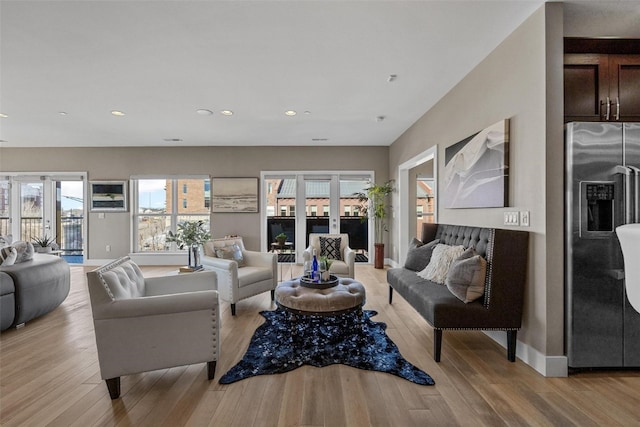 living room with light wood-type flooring