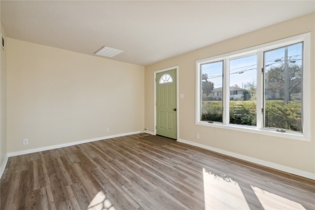 spare room featuring wood-type flooring