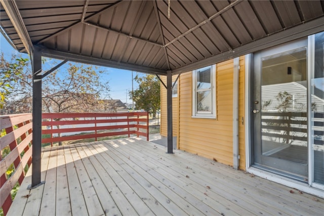 wooden deck featuring a gazebo