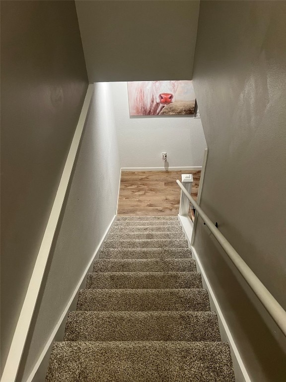 staircase with wood-type flooring