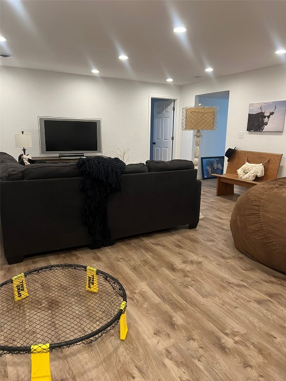 living room featuring light hardwood / wood-style floors