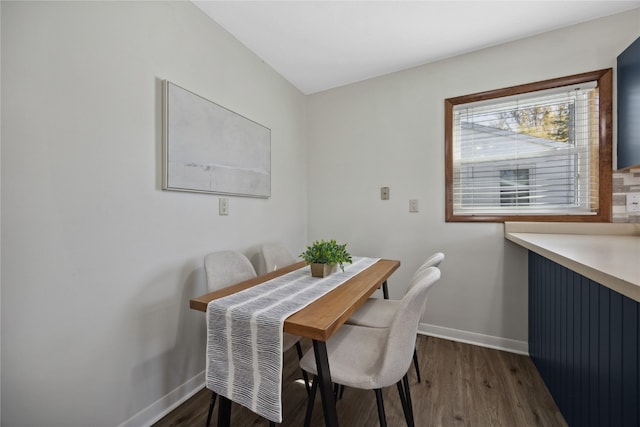 dining space featuring dark hardwood / wood-style flooring