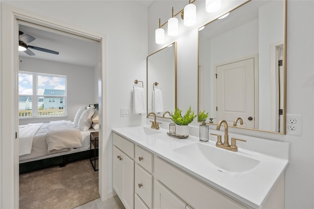 bathroom featuring vanity and ceiling fan