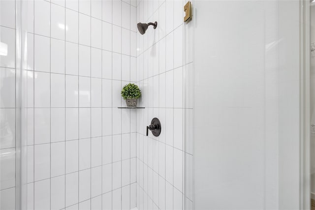 interior details featuring tiled shower