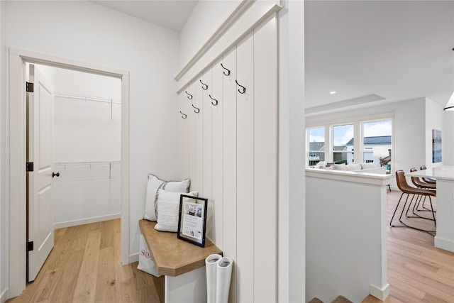 mudroom featuring light hardwood / wood-style floors