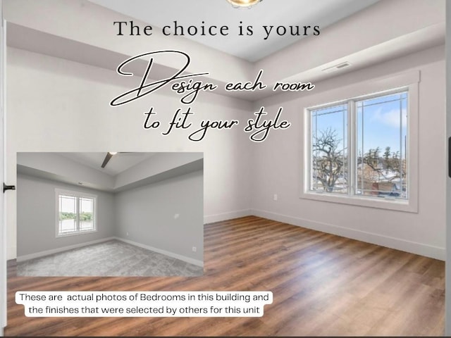 1871 Ellis Blvd NW Unit 202, Cedar Rapids, IA 52405 - unfurnished room featuring baseboards, wood finished floors, and ceiling fan