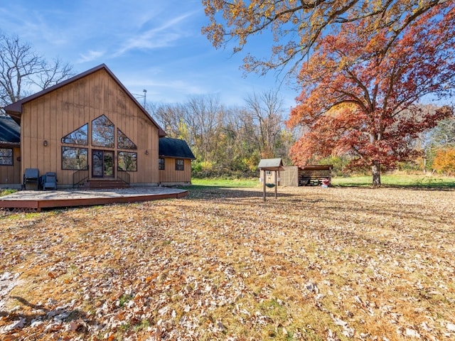 view of yard featuring a deck