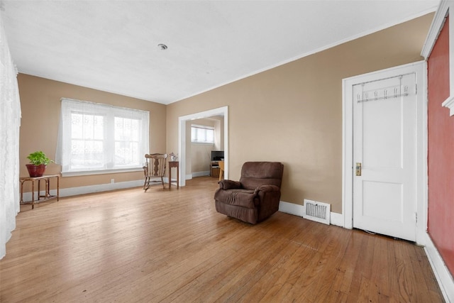 living area featuring light hardwood / wood-style flooring