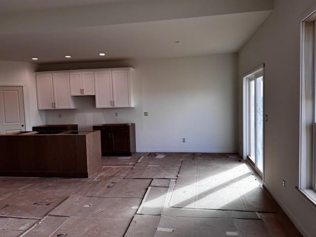 kitchen with white cabinets